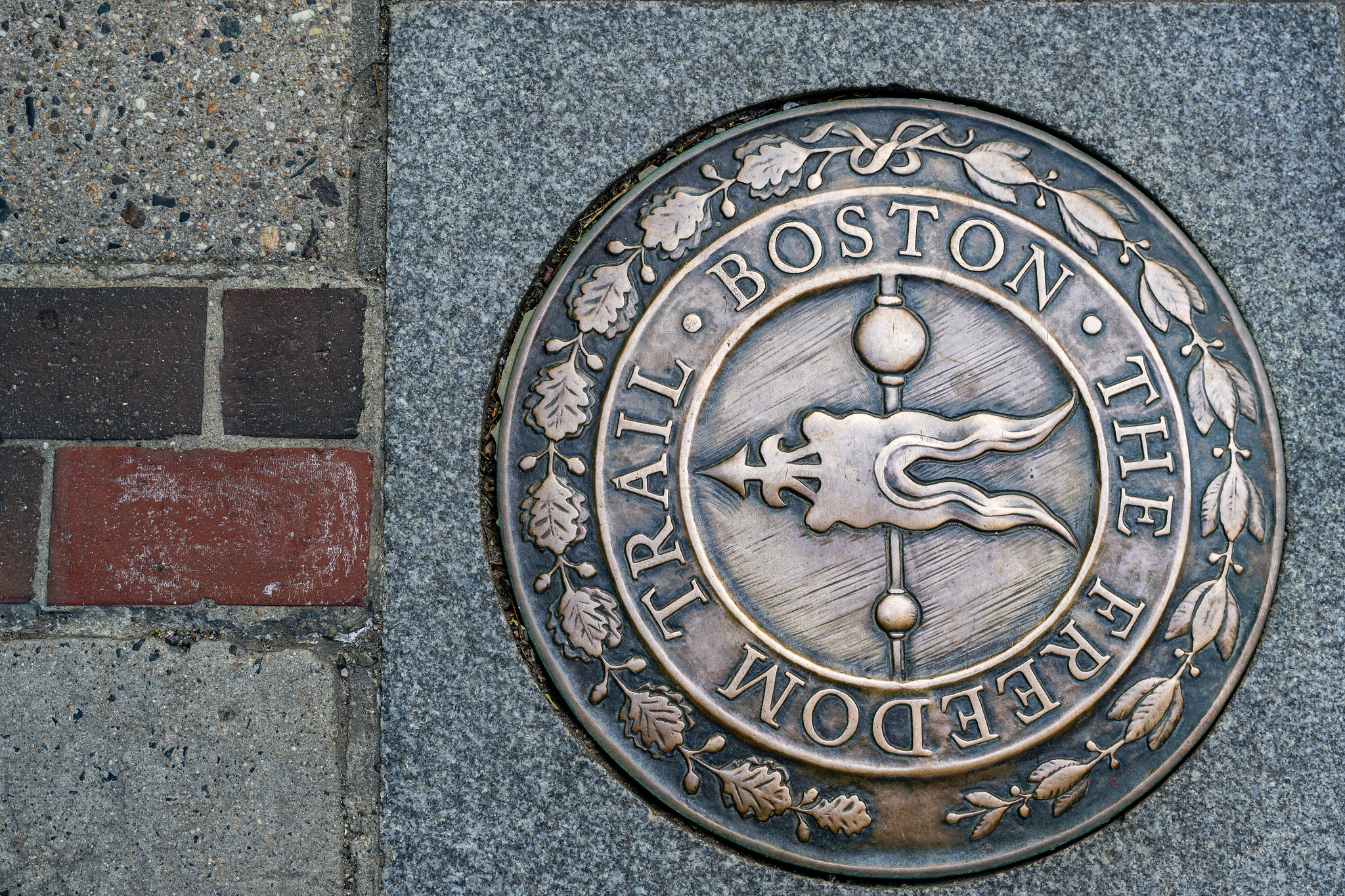 Marker for The Freedom Trail, in Boston, MA.